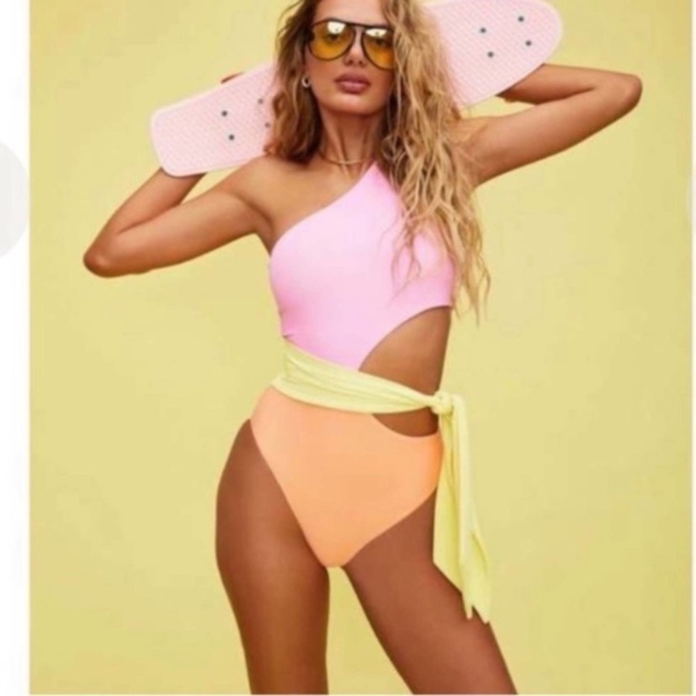 New! Beach Riot Carlie Fruity Colorblock One Piece Swimsuit 24038 - Picture 6 of 12